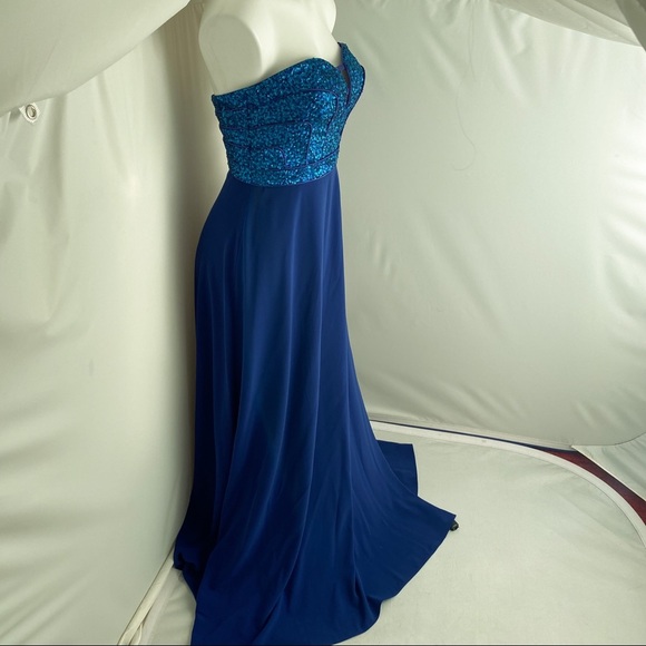Aiden Maddox strapless sequin top mixed blues 4 - Picture 2 of 12